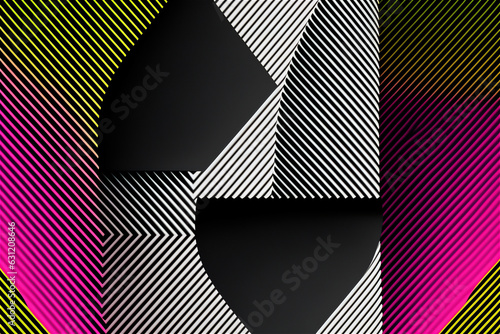 abstract dark geometric stripped retrowave background with neo-pop colors photo