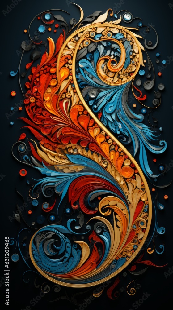 Abstract background with colorful fractal paisley.