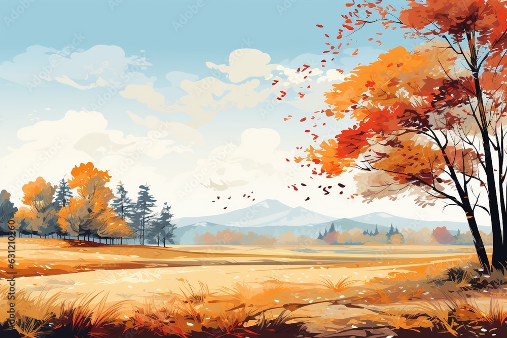 Serene Autumn Landscape Created with Generative AI