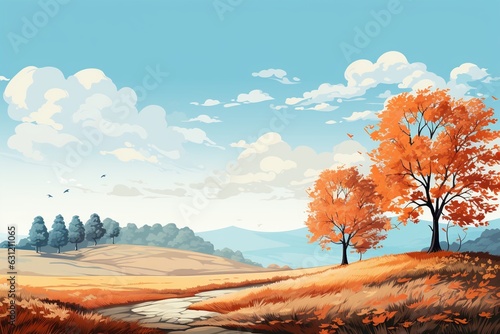 Serene Autumn Landscape Created with Generative AI © dendyh7
