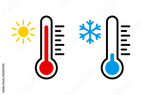 Thermometer with sun and snowflake icon