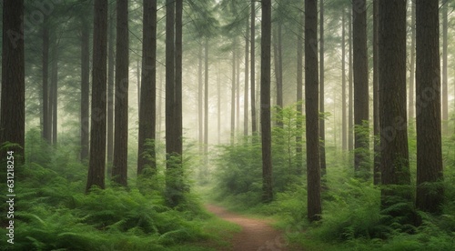 green forest in the morning, the beautyful tropical forest