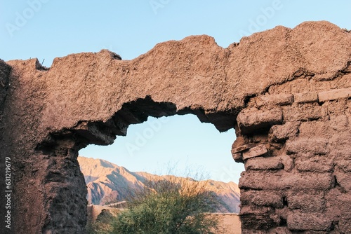 Ruins of a traditional adobe construction of Mayorazgo de Anillaco in Catamarca, Argentina.