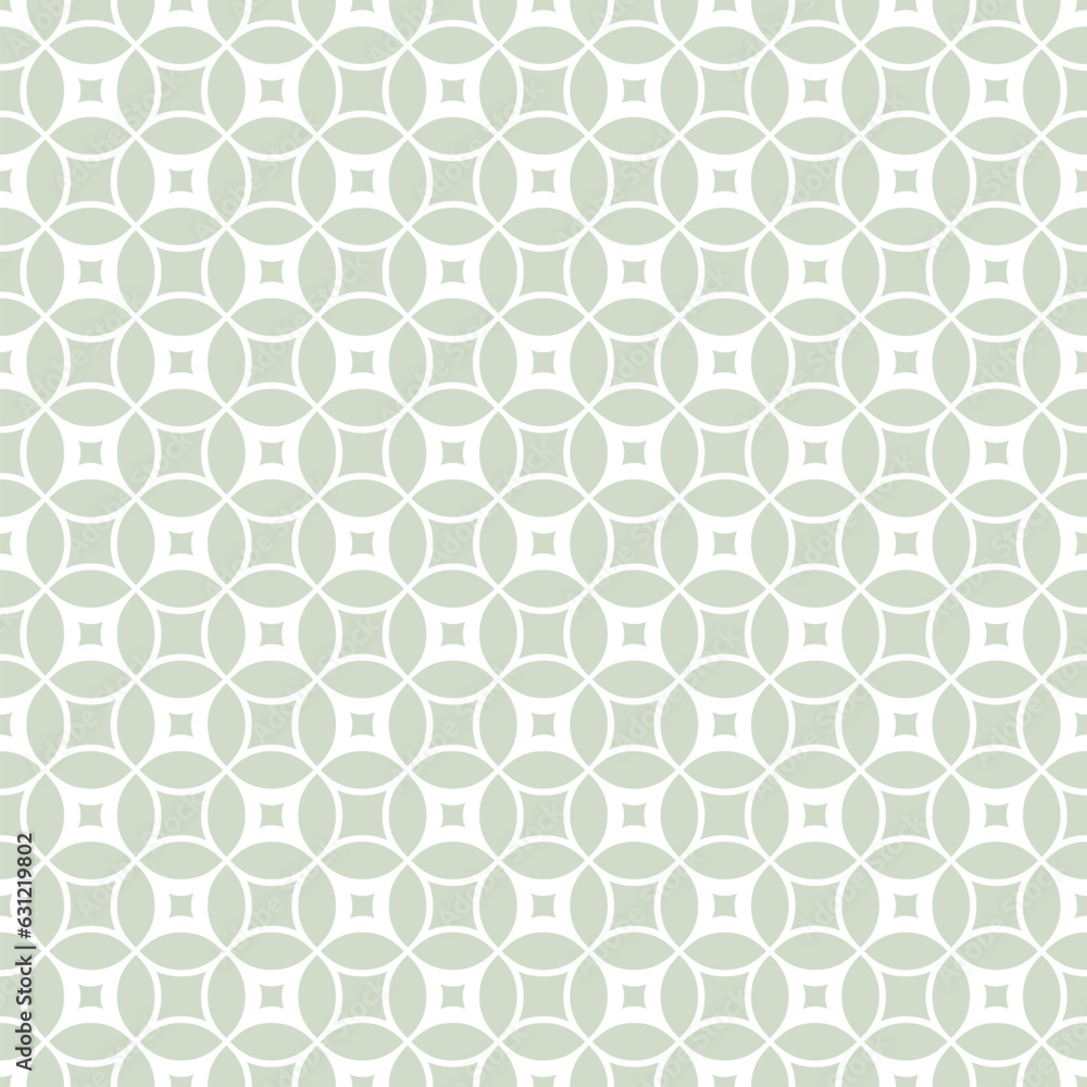 Vector geometric seamless pattern with rounded grid, net, mesh, lattice, circles, squares, curved lines. Simple abstract sage green background. Delicate minimal ornament texture. Repeat geo design Vector geometric seamless pattern with rounded grid, net, mesh, lattice, circles, squares, curved lines. Simple abstract sage green background. Delicate minimal ornament texture. Repeat geo design