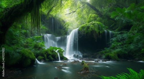 waterfall in the forest, waterfal scene, beautiful landscape