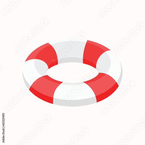3d red and white lifebuoy. Safe a life concept. Vector illustration in trendy flat style isolated on white background.