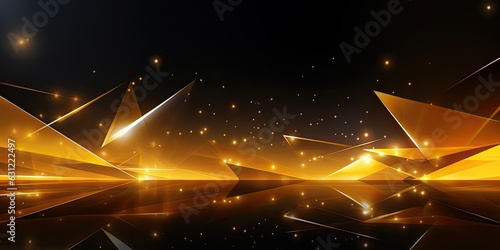 Fototapeta Naklejka Na Ścianę i Meble -  Abstract 3d background, glowing geometric shapes pattern texture on dark black background