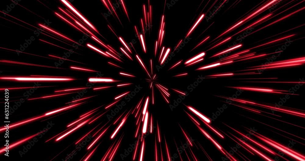 Loopable background animation of flying through hyper space. Red color ...