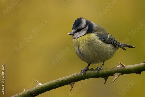 A closeup shot of a Blue Tit perched on a branch