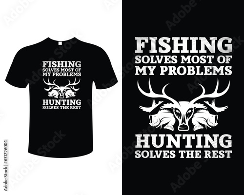 Fishing Illustration Vintage Typography Vector T-shirt Design Template