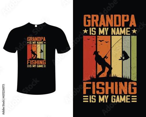 Fishing Illustration Vintage Typography Vector T-shirt Design Template