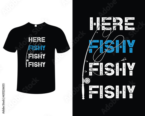 Fishing Illustration Vintage Typography Vector T-shirt Design Template