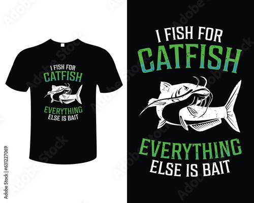 Fishing Illustration Vintage Typography Vector T-shirt Design Template