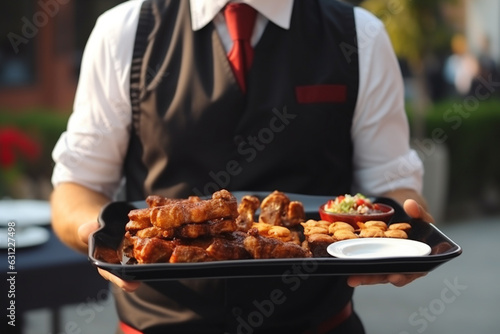 man serving at event or restaurant 