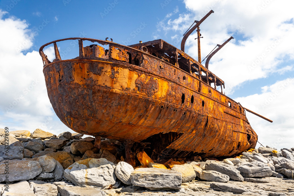 Famous shipwreck boat at Inisheer Aran Islands Ireland