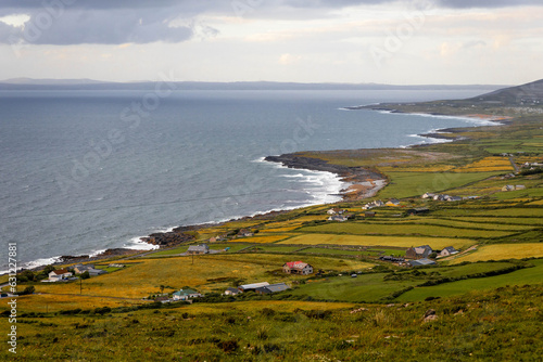 Fototapet Scenic irish village coastline landscape west coast Atlantic ocean