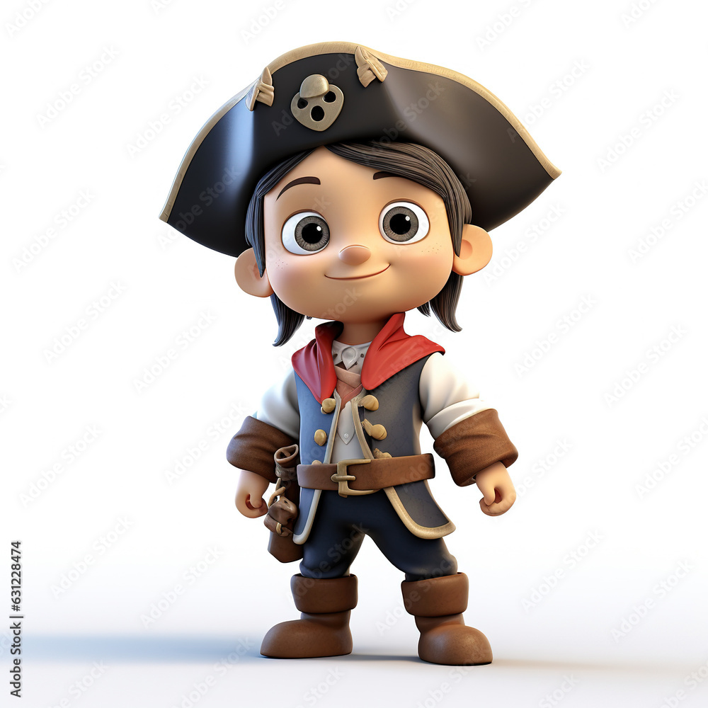 Naklejka premium 3d people pirate cartoon on white