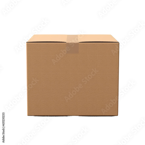 Isolated cardboard box mockup template with space for logo design, on transparent backround. © AkuAku