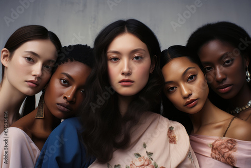 Group Portrait Of Models From Different Ethnic Backgrounds photo
