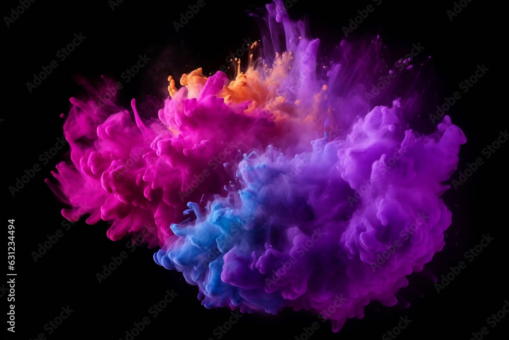 Fototapeta premium Abstract multicolored ink powder splattered on background. 