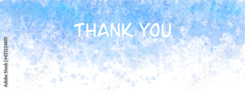 Vector text thank you in white color on the blue background hand-drawn vintage, Thank you calligraphy for greeting cards, stickers, banners, prints