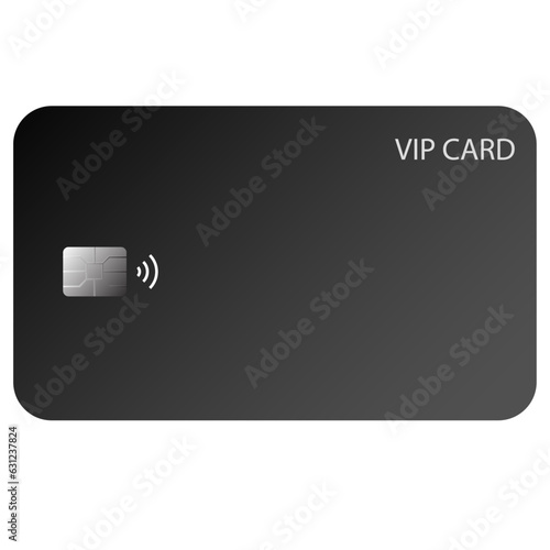 Black bank silver credit card isolated on white background