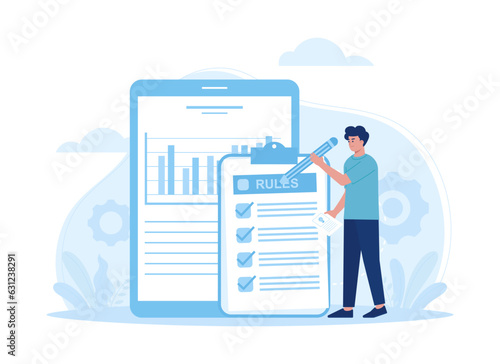 Evaluate the business rules for business growth concept flat illustration