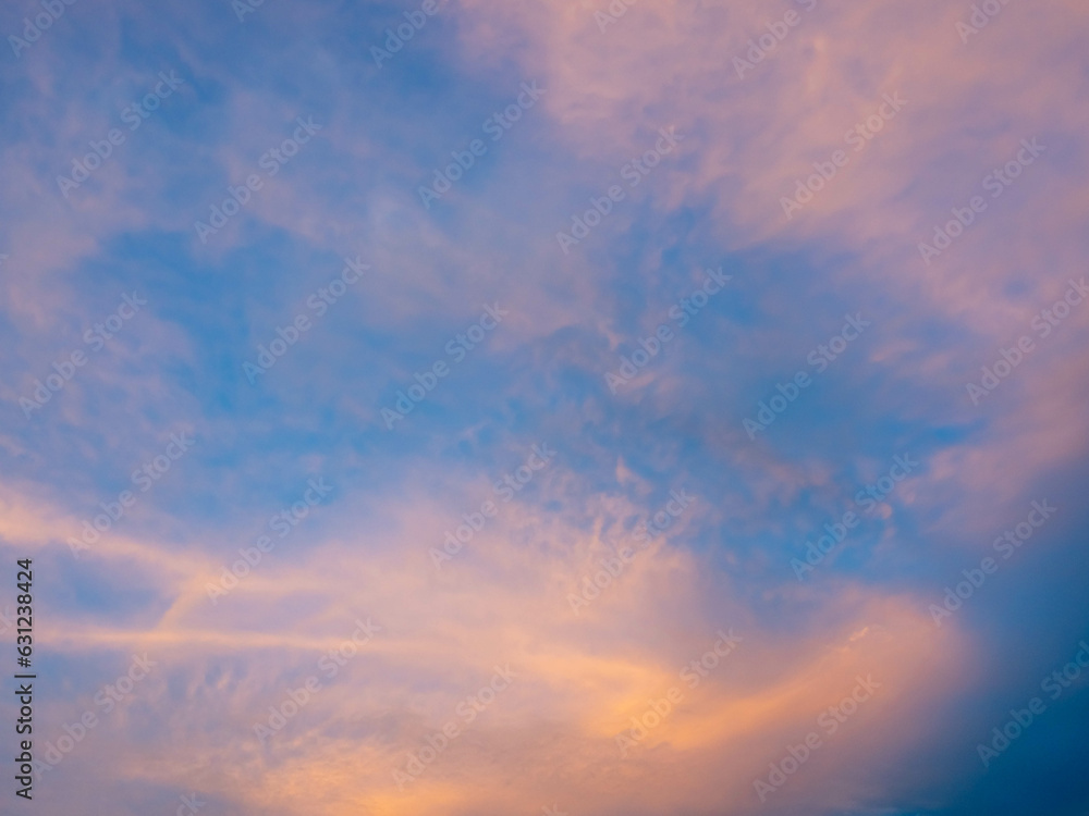 Colorful cloudy twilight evening sky for background