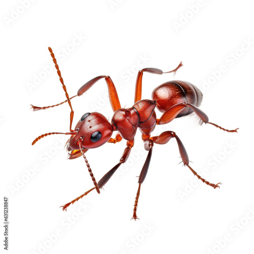 Isolated red ant om transparent.