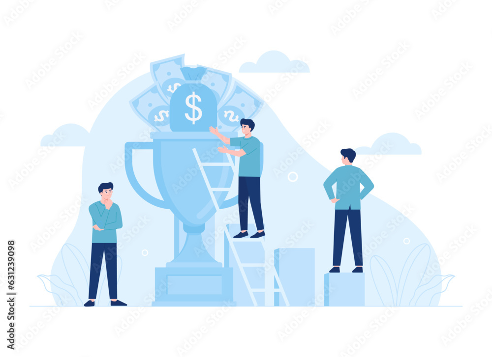 Teamwork for business goal achievement concept flat illustration Teamwork for business goal achievement concept flat illustration