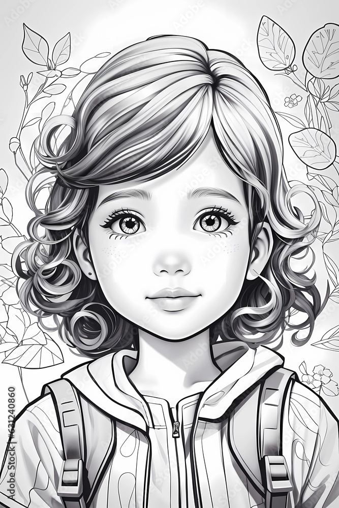 portrait of a girl white background , cartoon person portrait of a girl white background , cartoon person