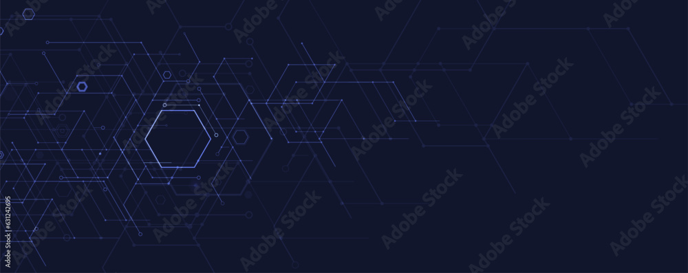 Abstract hexagon background. Technology poligonal design. Digital futuristic minimalism