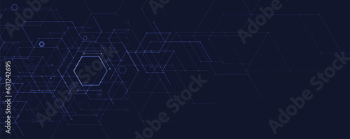 Abstract hexagon background. Technology poligonal design. Digital futuristic minimalism