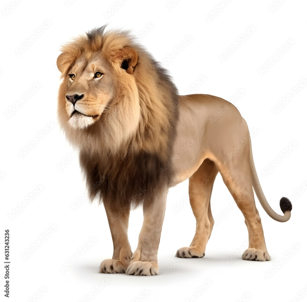 A lion on a white isolated background.