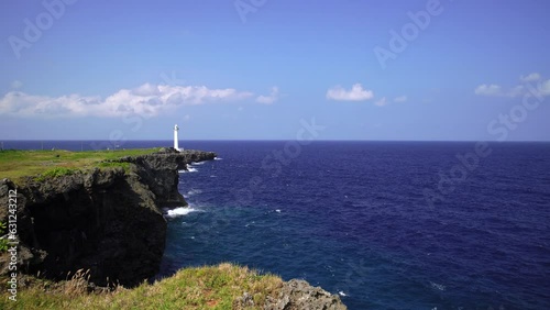 Cape Zanpa and Zampamisaki lighthouse in Okinawa Japan.	
