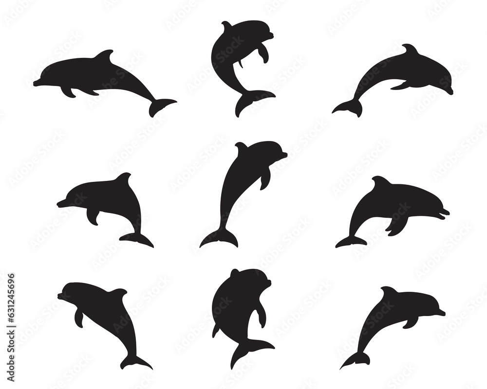 Fototapeta premium Silhouette dolphin collection - vector illustration