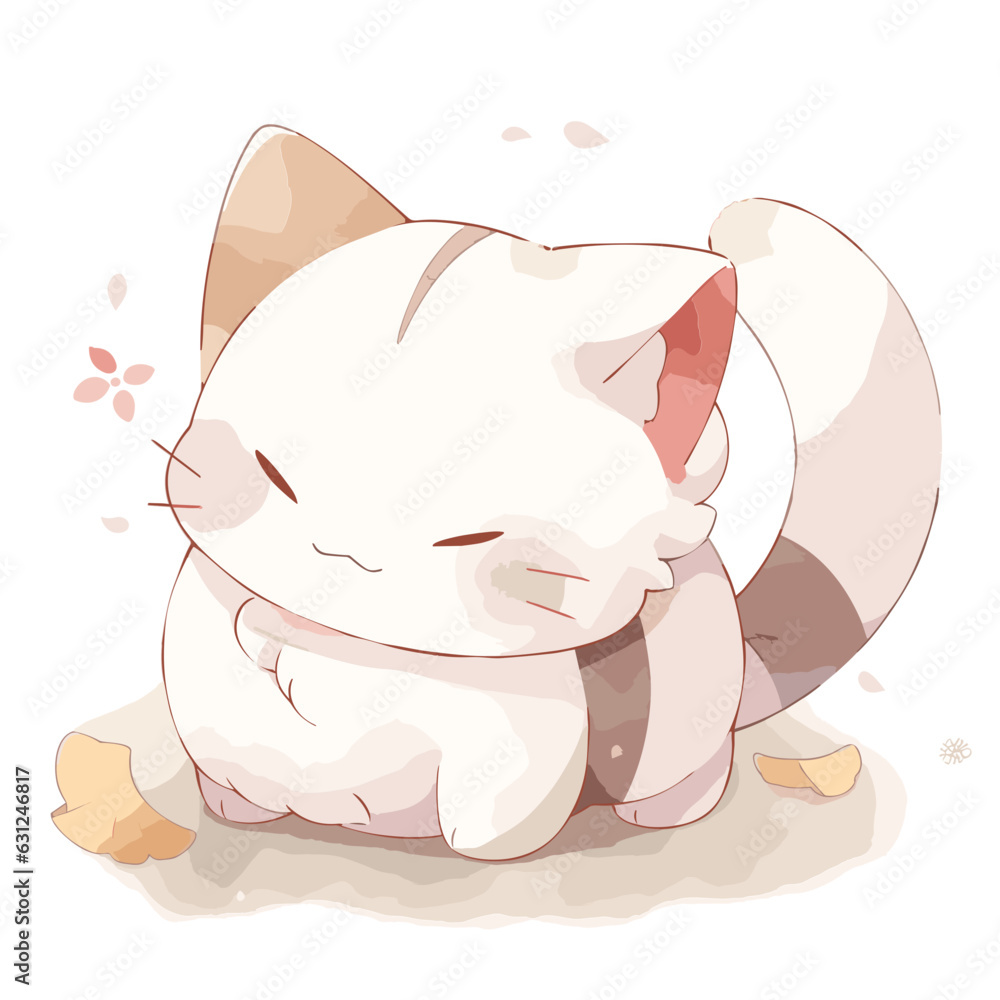 Fototapeta premium anime cat on the floor