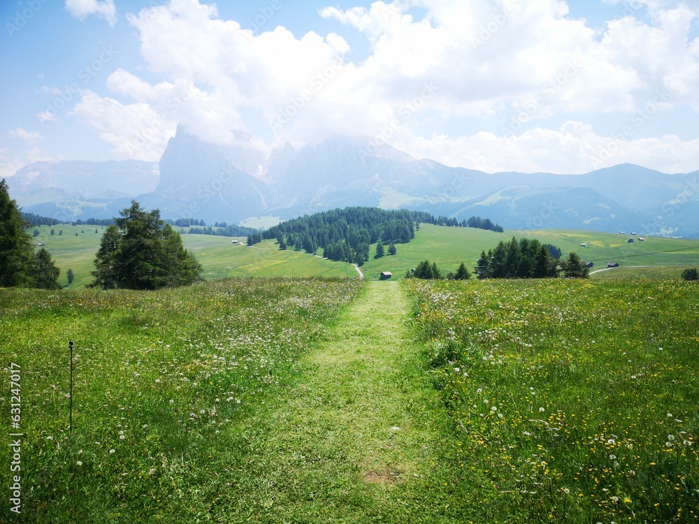 Fototapeta premium Südtirol Panorama. Mit Alta Badia, Seiser Alm, Corvara