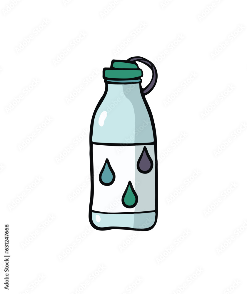 Vector illustration of water bottle with water drop stickers on it. Stay hydrated and stylish with this captivating illustration of a sleek water bottle. Sip your way to a refreshing day. Vector illustration of water bottle with water drop stickers on it. Stay hydrated and stylish with this captivating illustration of a sleek water bottle. Sip your way to a refreshing day.