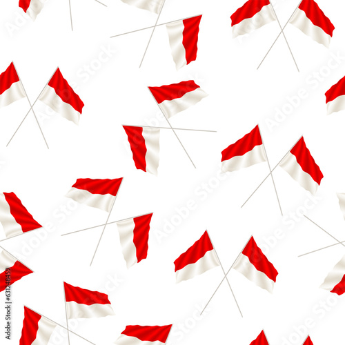 Happy indonesia Independence Day, 17 august 1945 design with flag ribbon. indonesian flag pattern, Suitable for web landing page, social media post, ui. merdeka
