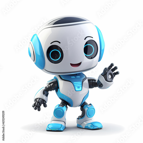 Cute robot, White blue grey yellow, robot, 3d, technology, character, cute, android, mascot, cyborg, render, plastic, cartoon, futuristic, illustration, computer, automation, toy, machine, blue, funny © Pana