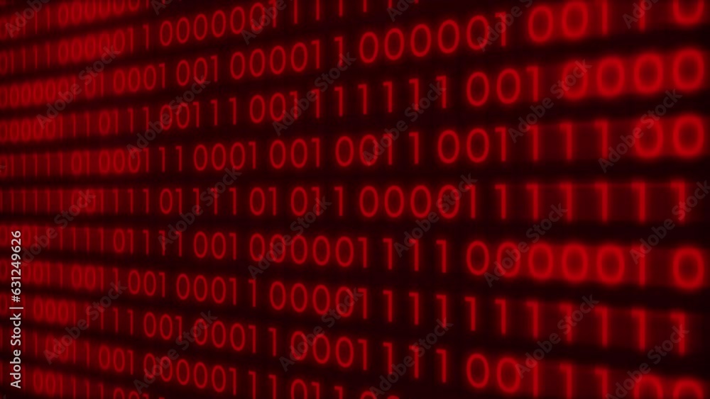 4K red color binary code computer digits moving on screen, digital string information flow big data rolling. Algorithm binary, data code, decryption and encoding, row matrix red color. 4K red color binary code computer digits moving on screen, digital string information flow big data rolling. Algorithm binary, data code, decryption and encoding, row matrix red color.