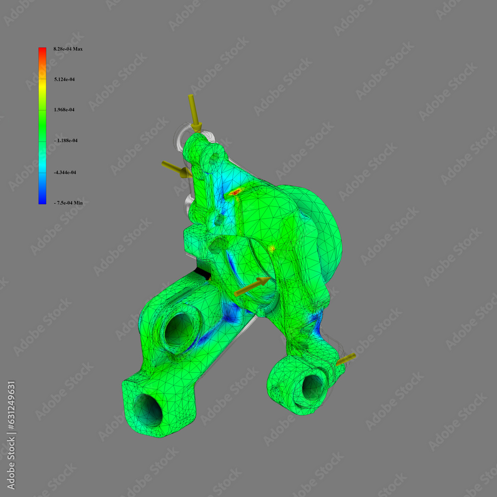 Fototapeta premium FEM analysis back Suspension Steering Knuckle
