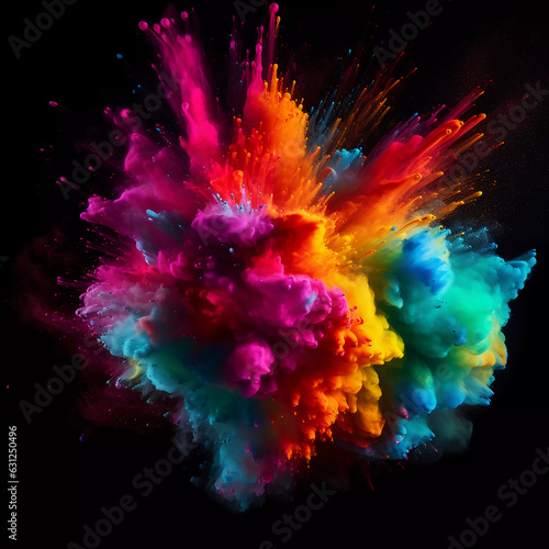 explosion of a colorful powder. ai generated