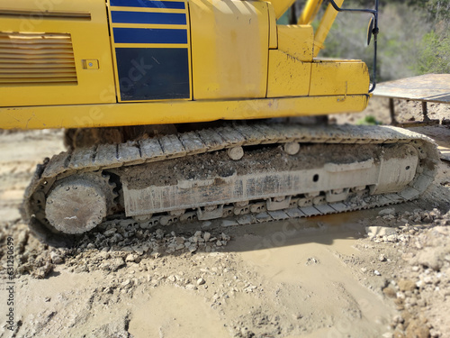 crawler excavator close-up on a construction site