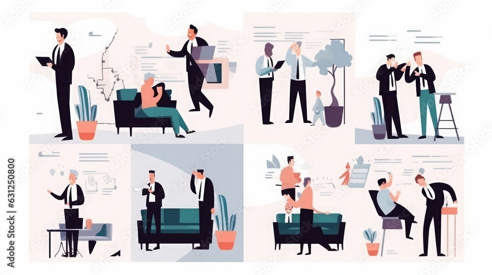 Cooperation. Distance work. Online working. The businessmen shaking hands over  PC monitor office with employee. Online business illustration, Generative AI
