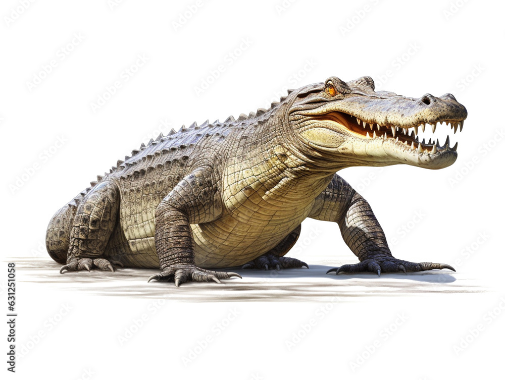 Fototapeta premium Ferocious crocodile on transparent background