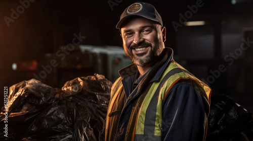 Portrait of an employee of a waste management company.