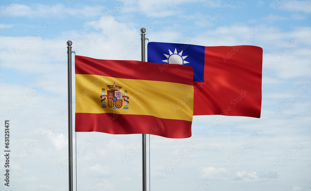 Taiwan and Spain flag Taiwan and Spain flag