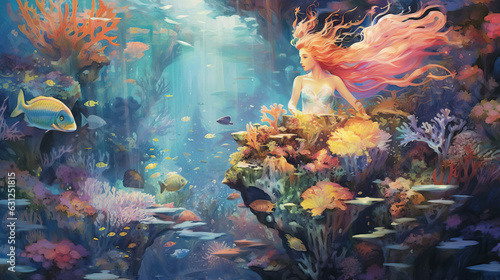 Mystical underwater creatures, mermaids by AI © Daniil